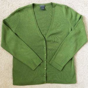 Ann Taylor Petites Cardigan Silk Blend Green LP